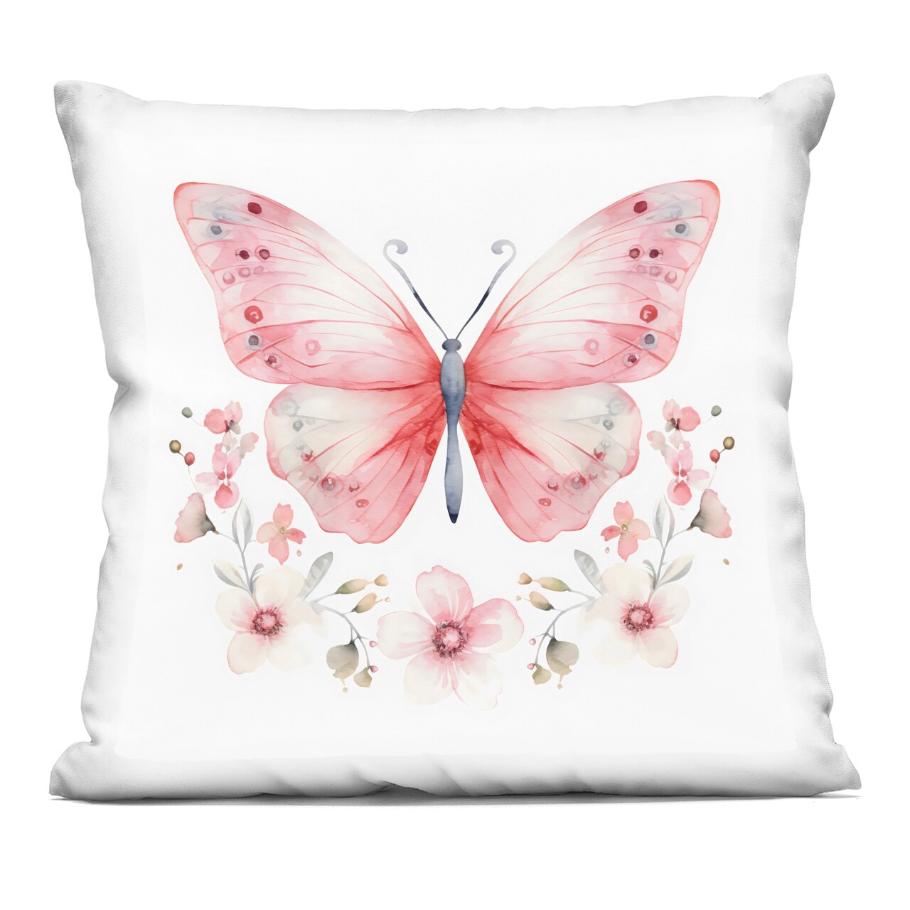Stupell Industries Pink Symmetrical Butterfly Florals Decorative Printed Throw Pillow, design by Creative Studio, 18 x 7 x 18